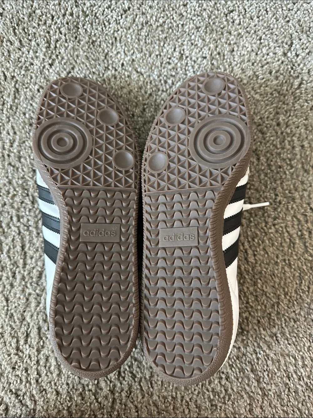 adidas Sambas White Leather Sneakers with Black Stripes and Gray Suede - Picture 5 of 6